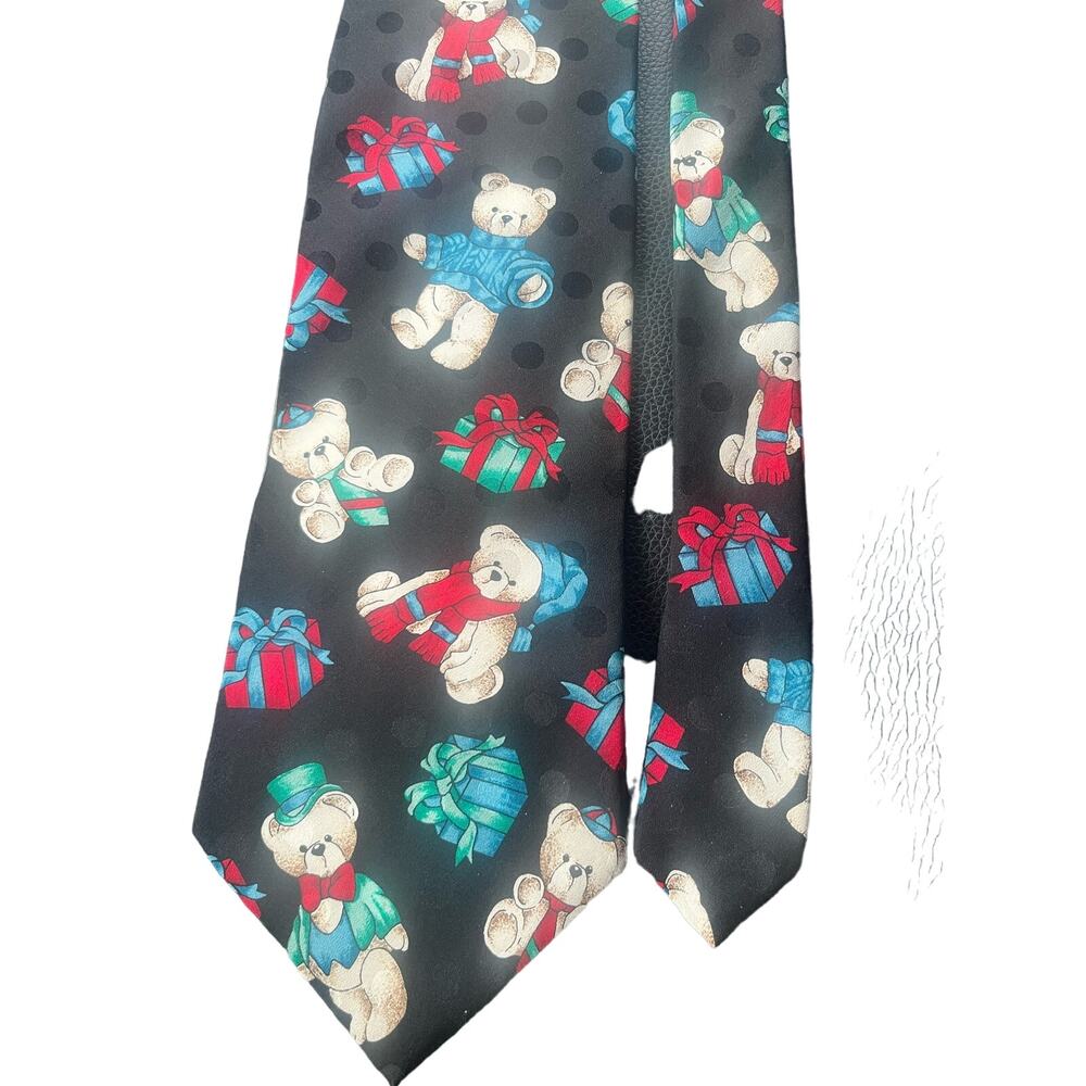 Oscar De La Renta Neckwear Couture Collection Teddy Bear Festive Mens Necktie